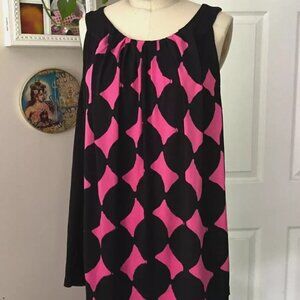 WORTHINGTON Pink Harlequin Abstract Draped smocked Camisole Tank shirt *SIZE XL*